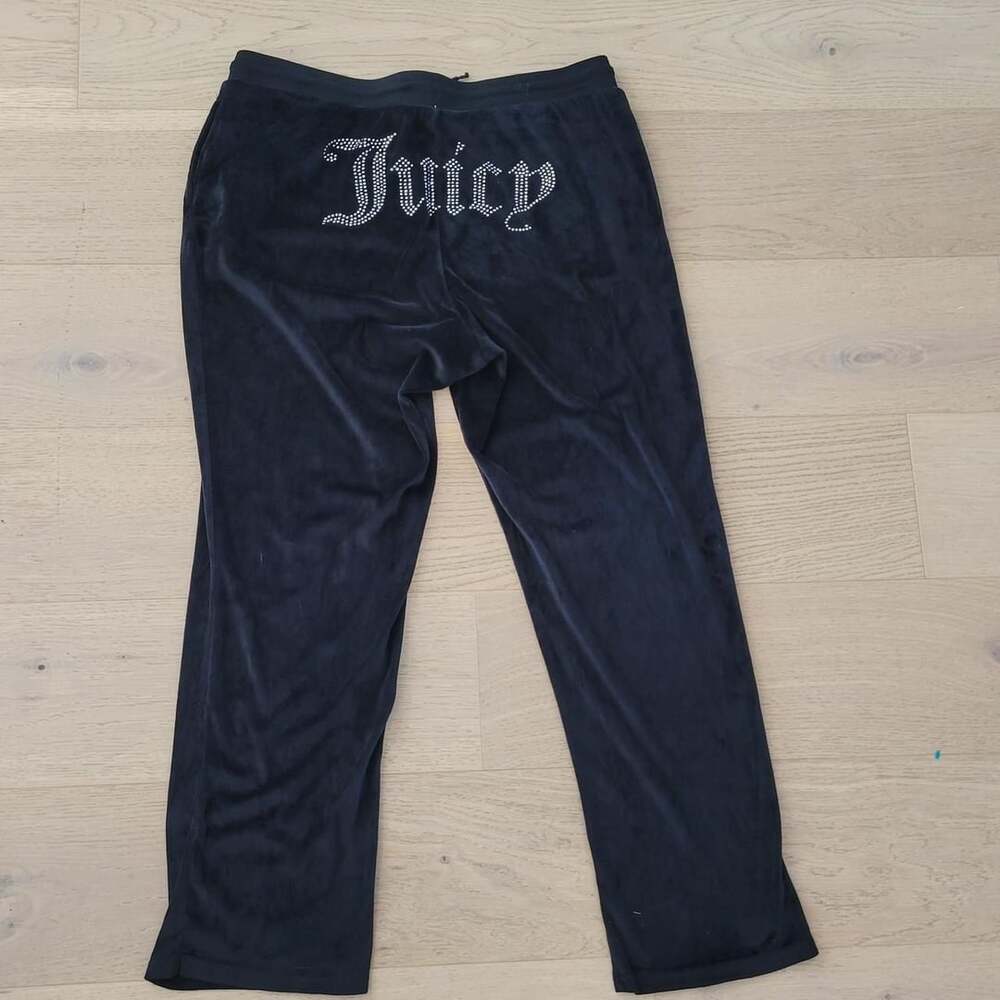 Juicy Couture Black Velour Rhinestone Logo Sweatpants